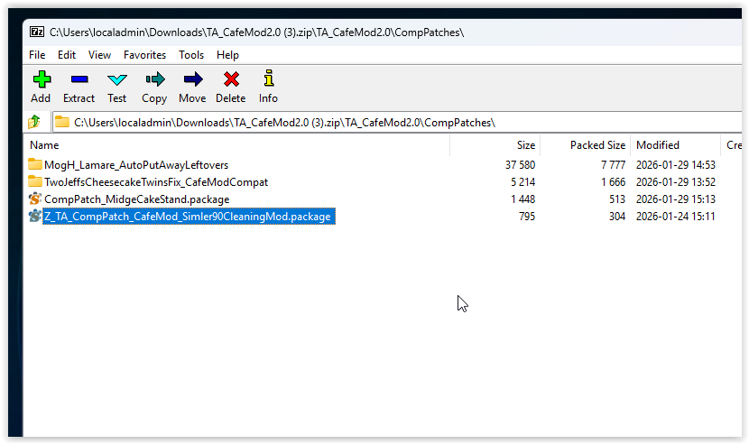 One of my "comp patch" files with a Z_ at the start, designed to load after Cafe mod & Simler90's cleaning mod if you need to make them compatible