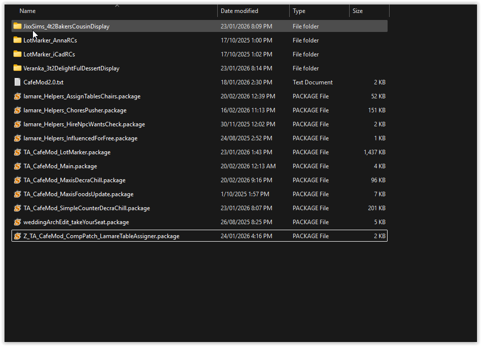 I could move them inside the same folder and put the compatibility patch in here to make sure it loads last