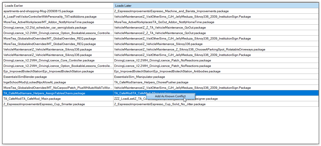 I am going to right-click both and select "add as known conflict" because I know that this conflict is managed and I don't need to worry about it.