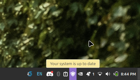 Shield icon location. If updates are pending, this will have a red dot on it