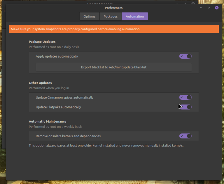 Enable automatic updates in here