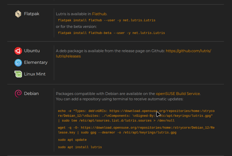 I search "Linux Mint Download Lutris" which brings me to this page