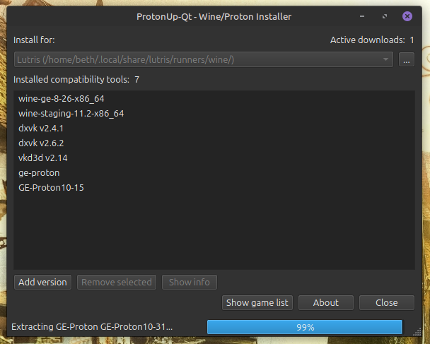 Installation takes a moment and may hang at 99%