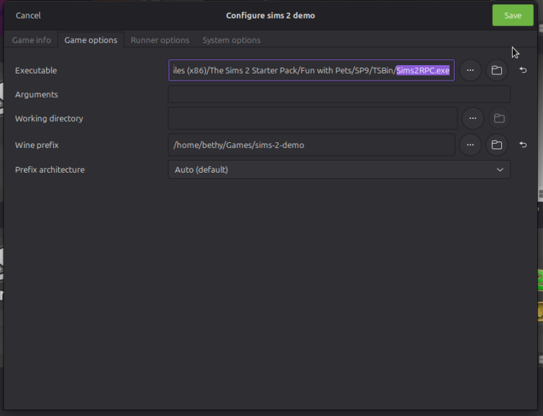 Double check the executable path is correct