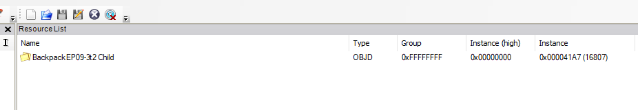 When I open the package, I find that file using the "instance" column. Sometimes an object only has one OBJD file (like this one), sometimes it has multiple. Use the "Instance" column to find the correct OBJD to edit.
