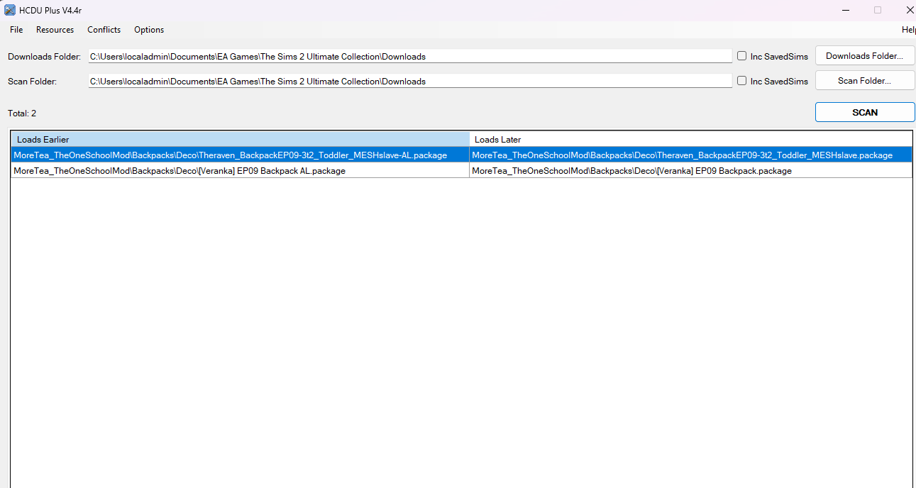 Re-scanning in HCDU+ shows that conflict is now gone :)